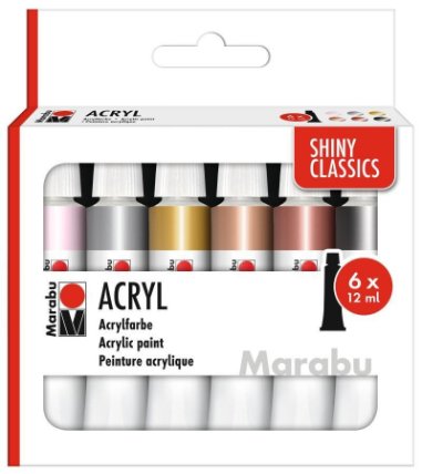 Marabu Acrylic Paints set Shiny Classics 6 x 12 ml