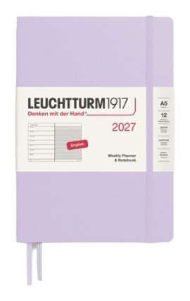 Týdenní plánovač & Zápisník Lilac, Medium A5 2027, anglicky