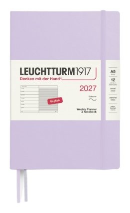 Týdenní plánovač & Zápisník Lilac, Medium A5 2027, Softcover, anglicky