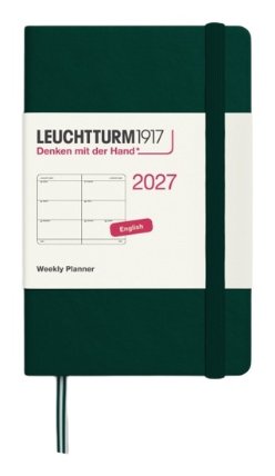 Týdenní plánovač Forest Green, Mini A7 2027, anglicky