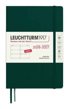 Týdenní plánovač Forest Green, Weekly Planner Medium A5 2027, 18měs., anglicky