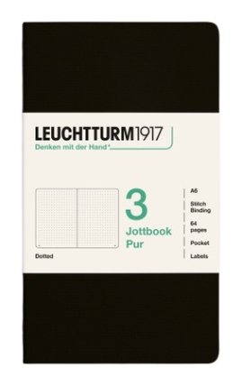 Zápisník Jottbook pur A6, 64l, tečkovaný, Black, 3ks