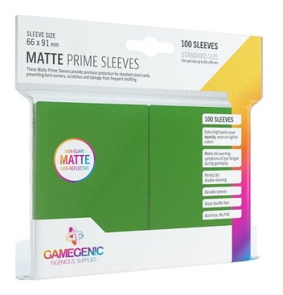Matné obaly na karty PRIME – zelené (100 ks) 66x91 mm