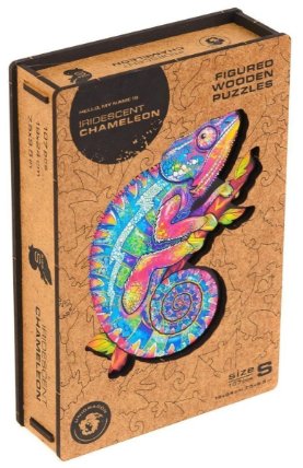 Unidragon dřevěné puzzle - Chameleon velikost S