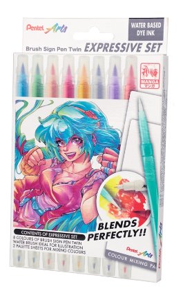 Akvarelový set Pentel Art Brush Sign Pen Twin - Manga