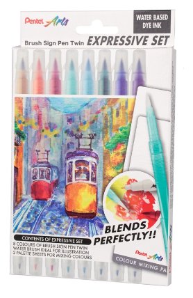 Akvarelový set Pentel Art Brush Sign Pen Twin - Krajina