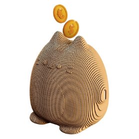 3D skládačka z eko-kartonu: Roztomilá kočičí pokladnička