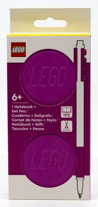 LEGO Zápisník 1x2 s gelovým perem jako klipem - fialový