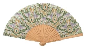 Bridgerton Vějíř - Green Damask Flourish