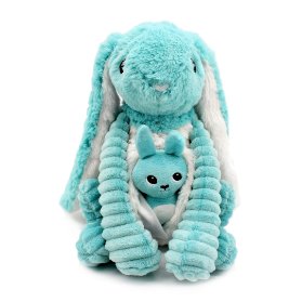 Ptipotos Plyšový králík Toudou modrý (máma s miminkem) 24 cm