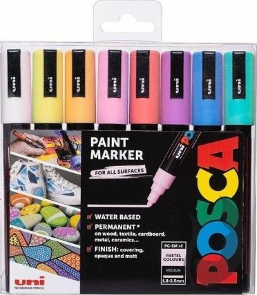 Posca Sada akrylových popisovačů 1,8-2,5 mm - pastelové barvy 8 ks