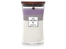 WoodWick Amethyst Sky svíčka váza Trilogy 609g