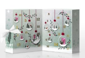 YANKEE CANDLE Dárková sada Adventní kalendář kniha (12 × votivní svíčka ve skle + 12 × čajová svíčka + 1 x skleněný svícen)
