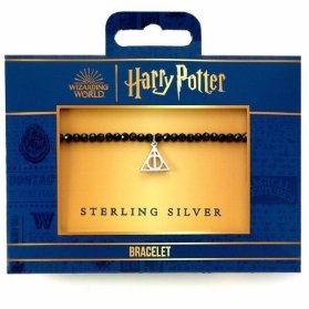 Harry Potter Náramek se stříbrným přívěskem - Relikvie smrti (černý)