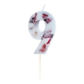 Svíčka číslice 9 s okvětními lístky 9cm