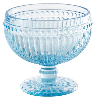 Zdobená skleněná miska na nožce Alice Pale Blue
