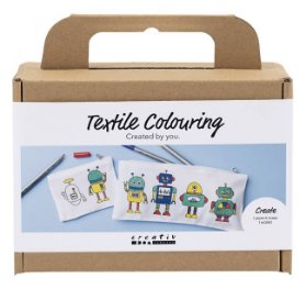 Kreativní sada Malování na textil penál & peněženka Robot