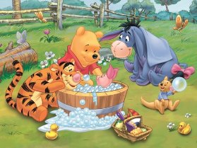 Trefl Puzzle Medvídek Pú - Koupel Prasátka / 30 dílků