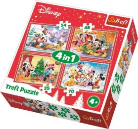 Trefl Puzzle Mickey Mouse Vánoce 4v1 (35,48,54,70 dílků)