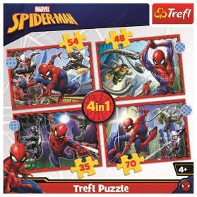 Trefl Puzzle Hrdinný Spiderman 4v1 (35,48,54,70 dílků)