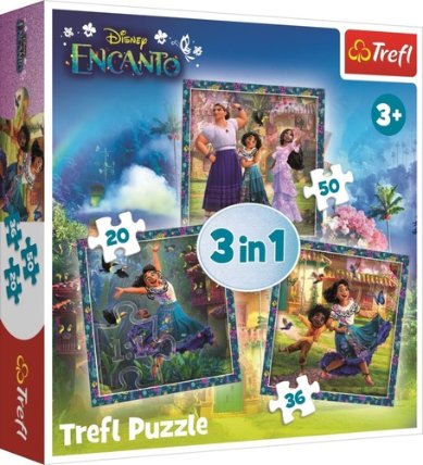 Trefl Puzzle Encanto: Postavy/3v1 (20,36,50 dílků)