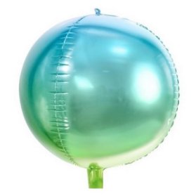 BALÓNEK fóliový koule ombre modrozelená