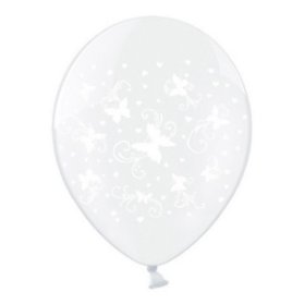 Balónky latexové transparentní s motýlky 30cm 6ks