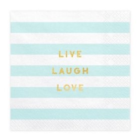 UBROUSKY YUMMY Live Laugh Love, světle modré, 33x33cm