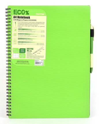 Kroužkový sešit Eco Pen A4, 80l, zelený