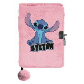 Památník plyšový A5 Stitch se zámkem modrý