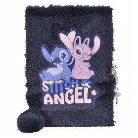 Památník plyšový A5 Stitch se zámkem tm.modrý