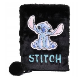 Památník plyšový A5 Stitch se zámkem černý