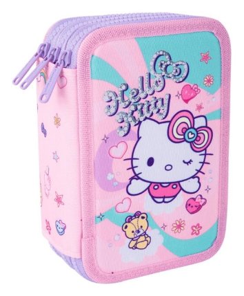 Třípatrový penál Jumper 3 s výbavou Hello Kitty - růžový
