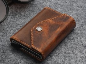 Kožená penženka Porter RFID, Sedlová kůže hnědá