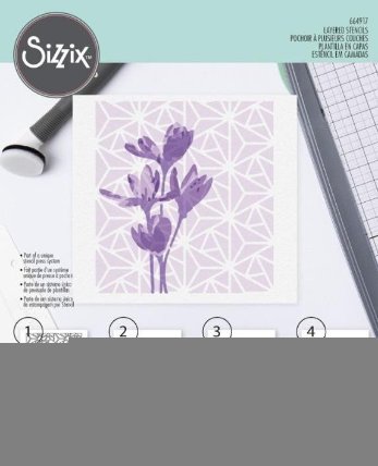 SIZZIX Plastová šablona - vrstvená geometrie a květina 4 ks