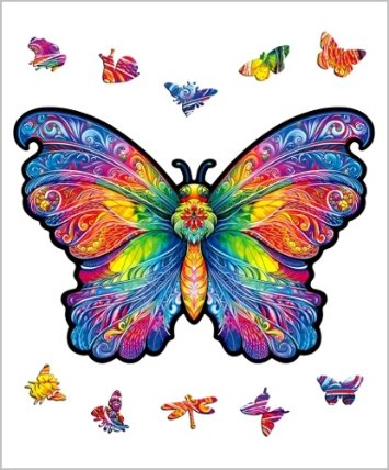 Dřevěné puzzle - Duhový Motýl