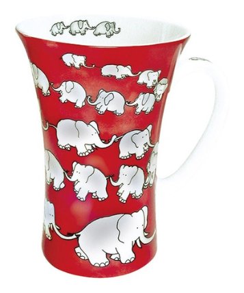 Chain of elephants/red - maxi hrnek - sloni