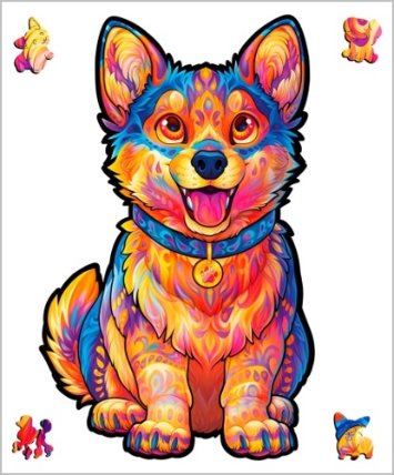 Dřevěné puzzle - Šťastné štěně
