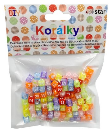 Barevné korálky s abecedou 4x7mm 25g