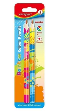 Pastelky KEYROAD Magic, Jumbo trojhranné, blistr 2ks
