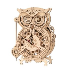 Puzzle 3D Stolní hodiny s časovačem Sova 161 dílků, dřevěné