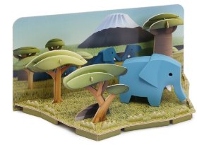 SLON - magnetická skládací hračka s 3D modelem savany