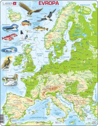 Puzzle MAXI - Mapa EVROPY geografická/87 dílků
