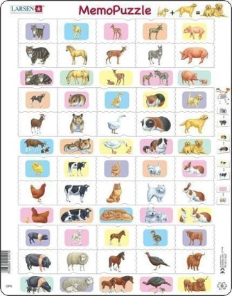 Puzzle MAXI - Memo domácí zvířata/40 dílků