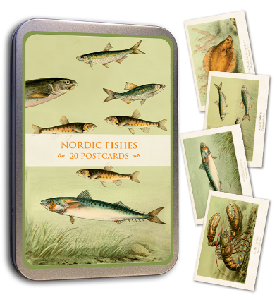 Pohlednice v plechové dóze Nordic Fishes
