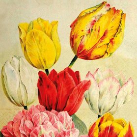 Papírový ubrousek Yellow Spring Flowers Tulips