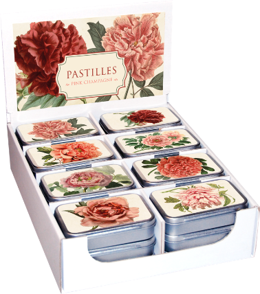 Pastilky v plechové dóze Peonies