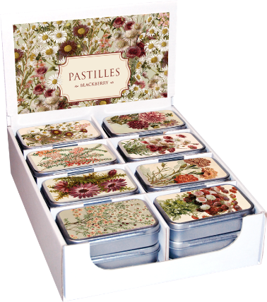 Pastilky v plechové dóze Purple Flowers