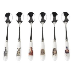 Čajové lžičky Wrendale Designs s porcelánovou rukojetí, sada 6 ks