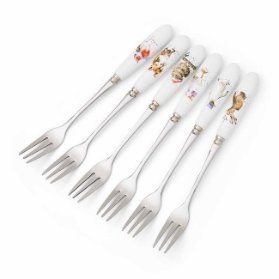 Vánoční dezertní vidličky Wrendale Designs s porcelánovou rukojetí, sada 6 ks
